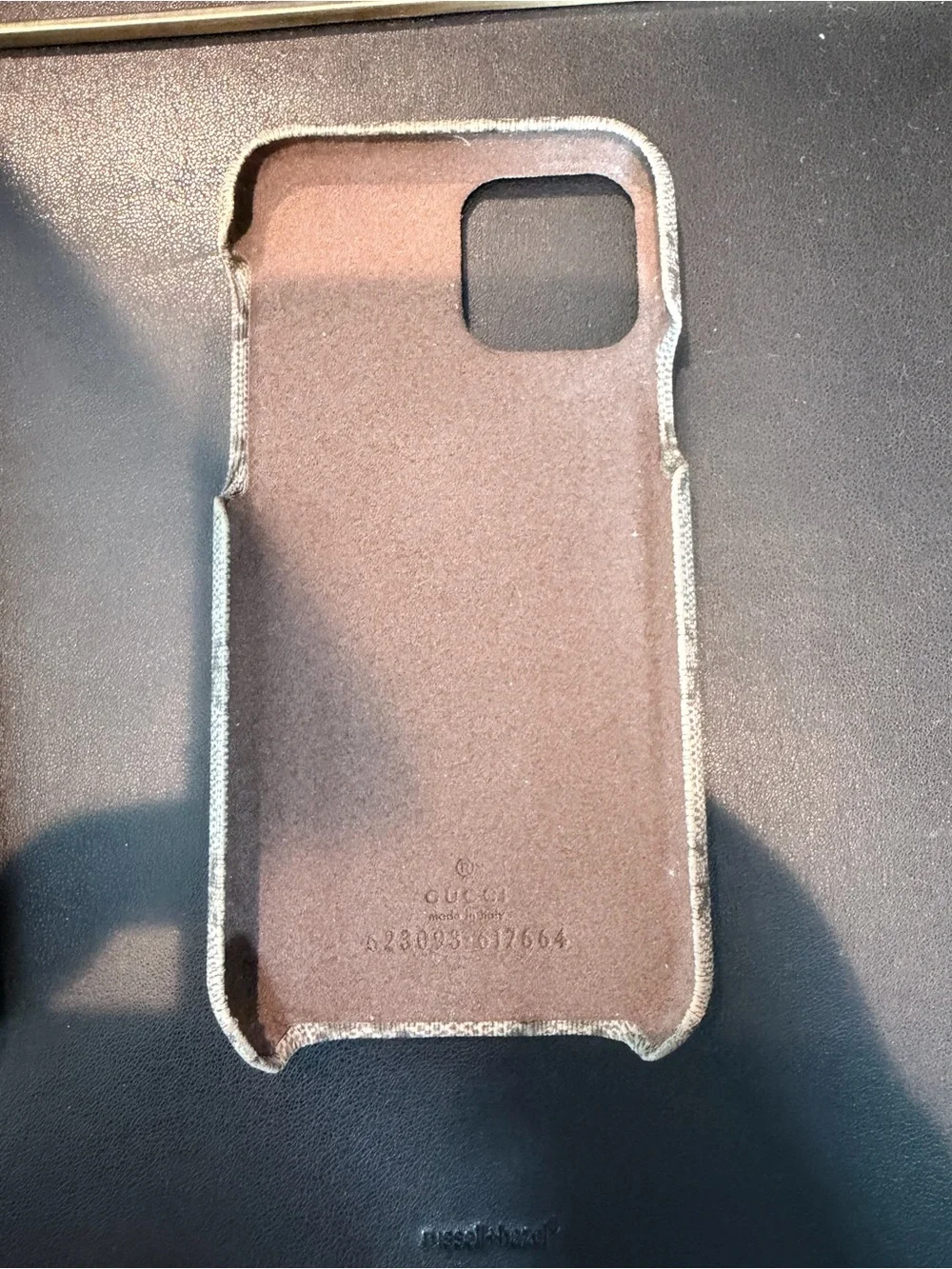 Gucci Beige GG Monogram Canvas iPhone Case with Gold Double G